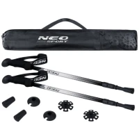 Neo-Sport NS-381 Trekingové hole Professional, 65-135 cm, 0,355 kg, 2 ks, stříbrné