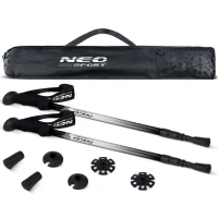 Neo-Sport NS-381 Trekingové hole Professional, 65-135 cm, 0,355 kg, 2 ks, stříbrné