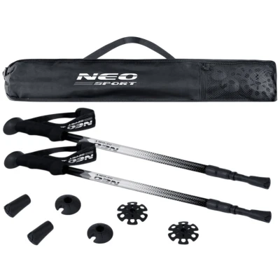 Neo-Sport NS-381 Trekingové hole Professional, 65-135 cm, 0,355 kg, 2 ks, stříbrné