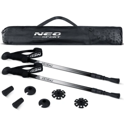 Neo-Sport NS-381 Trekingové hole Professional, 65-135 cm, 0,355 kg, 2 ks, stříbrné