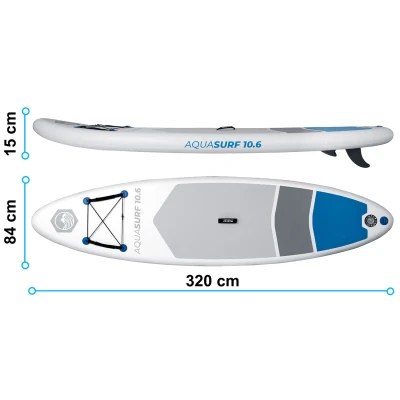 Neo-Sport 170200 Paddleboard SUP s příslušenstvím, Aquasurf, 150 kg, 320 cm
