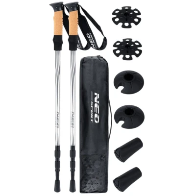 Neo-Sport NS-380 Trekingové hole Professional, 65-135 cm, 0,355 kg, 2 ks, stříbrné