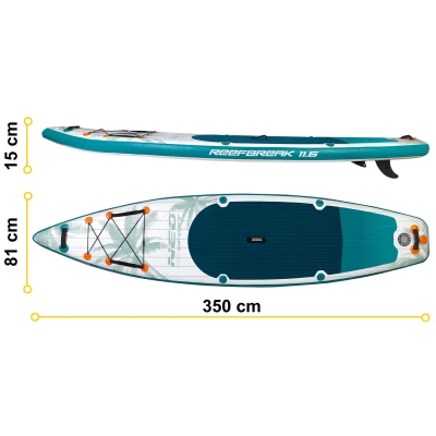 Neo-Sport 170305 Paddleboard SUP s príslušenstvom, Reefbreak, 160 kg, 350 cm