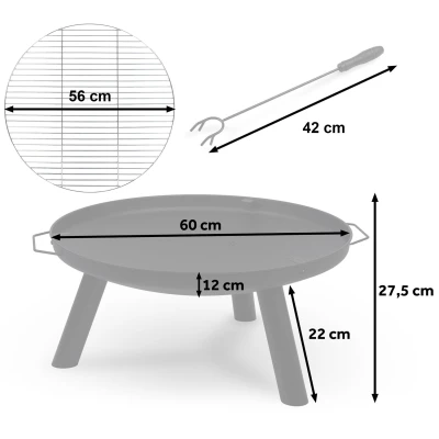 Berdsen BD-881 Zahradní ohniště s roštem a pohrabáčem 60 cm