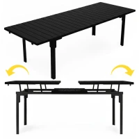 MultiGarden SAE-180 Rozťahovací záhradný stôl 180-240 cm, oceľ, HDPE, čierny