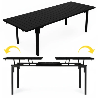 MultiGarden SAE-180 Rozťahovací záhradný stôl 180-240 cm, oceľ, HDPE, čierny