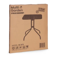 MultiGarden SC-073A Zahradní stůl 80×80 cm, tvrzené sklo, otvor na slunečník, černý