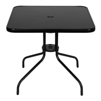 MultiGarden SC-073A Zahradní stůl 80×80 cm, tvrzené sklo, otvor na slunečník, černý