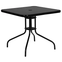 MultiGarden SC-073A Zahradní stůl 80×80 cm, tvrzené sklo, otvor na slunečník, černý