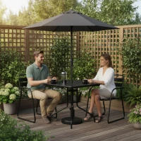 MultiGarden SC-073A Zahradní stůl 80×80 cm, tvrzené sklo, otvor na slunečník, černý
