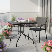 MultiGarden SC-073A Zahradní stůl 80×80 cm, tvrzené sklo, otvor na slunečník, černý