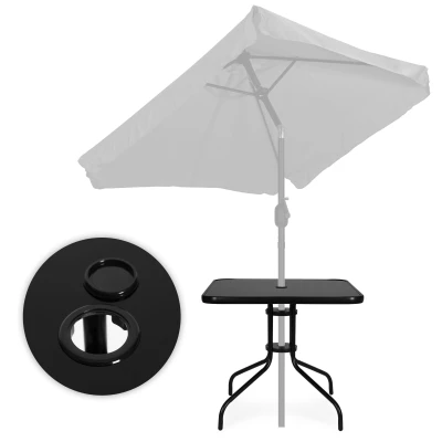 MultiGarden SC-073A Zahradní stůl 80×80 cm, tvrzené sklo, otvor na slunečník, černý