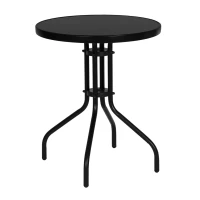 MultiGarden SC-070-1 Kulatý zahradní stůl 60 cm z tvrzeného skla, černý