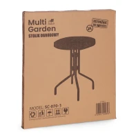 MultiGarden SC-070-1 Kulatý zahradní stůl 60 cm z tvrzeného skla, černý