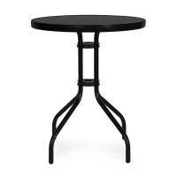 MultiGarden SC-070-1 Kulatý zahradní stůl 60 cm z tvrzeného skla, černý