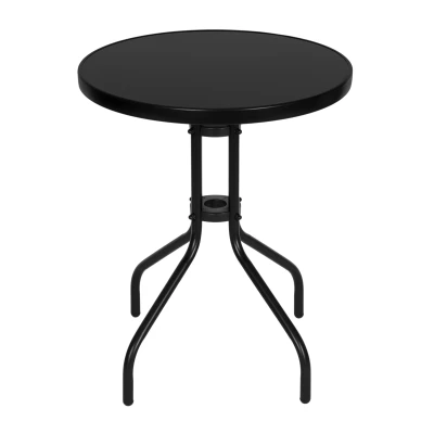 MultiGarden SC-070-1 Kulatý zahradní stůl 60 cm z tvrzeného skla, černý