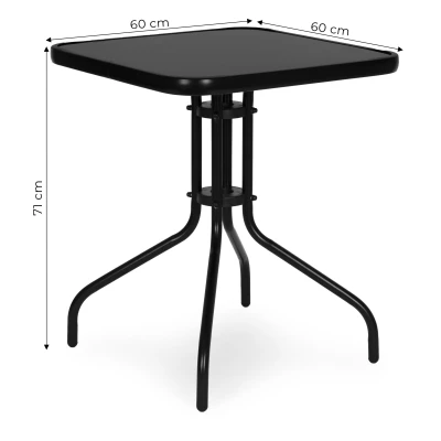 MultiGarden SC-073-1 Zahradní čtvercový stůl 60x60 cm, tvrzené sklo, černý