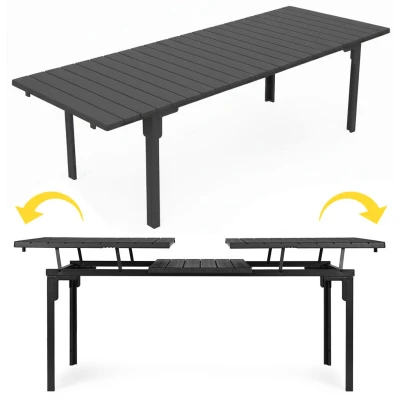 MultiGarden SAE-180 Rozkládací zahradní stůl 180 - 240 cm, ocel, HDPE, šedý