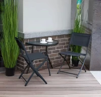 MultiGarden SC-090 Půlkruhový skleněný zahradní stolek, 70 x 64 x 43 cm, černý