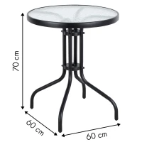 MultiGarden SC-070 Zahradní stůl 60 cm z tvrzeného skla, černý