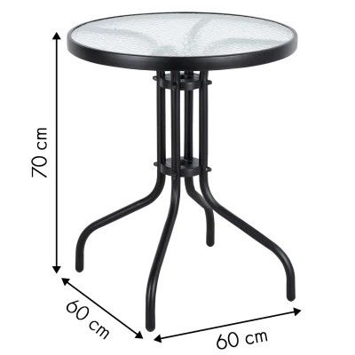 MultiGarden SC-070 Zahradní stůl 60 cm z tvrzeného skla, černý