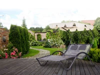 MultiGarden PL303 Dvojité záhradné lehátko s baldachýnom, 205 x 138 x 150 cm, sivé