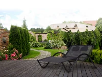 MultiGarden PL303 Dvojité záhradné lehátko s baldachýnom, 205 x 138 x 150 cm, sivé
