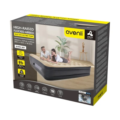 Avenli 24042 Nafukovacia matrac s integrovanou pumpou 203 x 157 x 47 cm, béžová