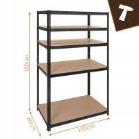 Bigstren 27510 Kovový skladovací regál, 5 políc, 180 x 100 x 60 cm, 1000 kg, čierny