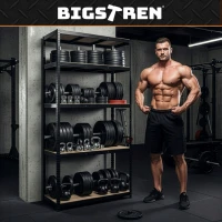 Bigstren 27510 Kovový skladovací regál, 5 políc, 180 x 100 x 60 cm, 1000 kg, čierny