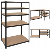 Bigstren 27510 Kovový skladovací regál, 5 políc, 180 x 100 x 60 cm, 1000 kg, čierny