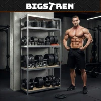 Bigstren 27509 Kovový skladovací regál, 5 polic, 180 x 100 x 60 cm, 1000 kg, stříbrný