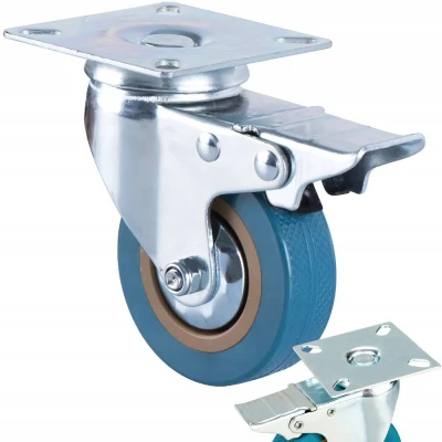 Verk 11502 Otočné transportné koliesko s brzdou 75 mm, modré