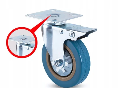 Verk 11502 Otočné transportné koliesko s brzdou 75 mm, modré
