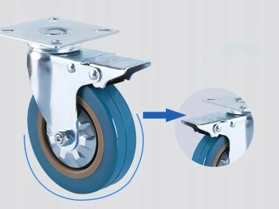 Verk 11502 Otočné transportné koliesko s brzdou 75 mm, modré