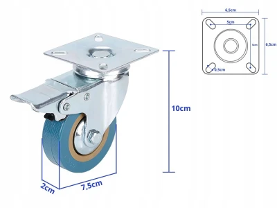 Verk 11502 Otočné transportné koliesko s brzdou 75 mm, modré