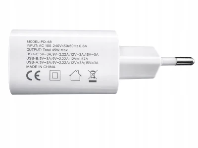 Verk 06382 Rýchla nabíjačka s USB-A, USB-C, Lightning, 45 W, Quick Charge