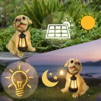 RealG RC-K-2172 Solární zahradní LED lampička IP44, dekorace pes s lucernou