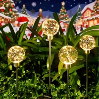 RealG RC-K-2188 Solární zahradní LED lampy, koule, zapichovací, voděodolné, 4 ks