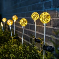 RealG RC-K-2188 Solární zahradní LED lampy, koule, zapichovací, voděodolné, 4 ks