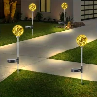 RealG RC-K-2188 Solární zahradní LED lampy, koule, zapichovací, voděodolné, 4 ks