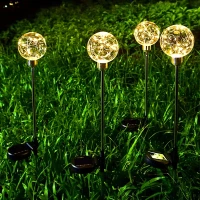 RealG RC-K-2188 Solární zahradní LED lampy, koule, zapichovací, voděodolné, 4 ks
