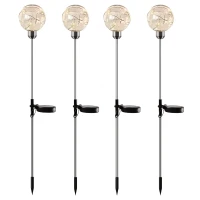 RealG RC-K-2188 Solární zahradní LED lampy, koule, zapichovací, voděodolné, 4 ks