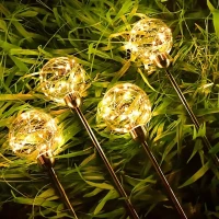 RealG RC-K-2188 Solární zahradní LED lampy, koule, zapichovací, voděodolné, 4 ks