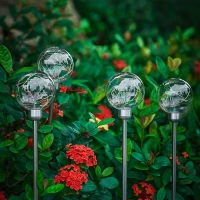 RealG RC-K-2188 Solární zahradní LED lampy, koule, zapichovací, voděodolné, 4 ks