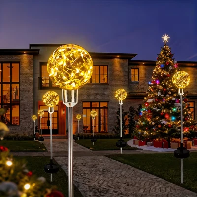 RealG RC-K-2188 Solární zahradní LED lampy, koule, zapichovací, voděodolné, 4 ks