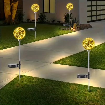 RealG RC-K-2188 Solární zahradní LED lampy, koule, zapichovací, voděodolné, 4 ks