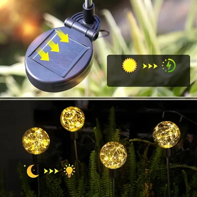 RealG RC-K-2188 Solární zahradní LED lampy, koule, zapichovací, voděodolné, 4 ks