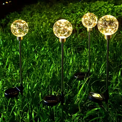 RealG RC-K-2188 Solární zahradní LED lampy, koule, zapichovací, voděodolné, 4 ks