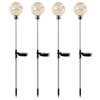 RealG RC-K-2188 Solární zahradní LED lampy, koule, zapichovací, voděodolné, 4 ks